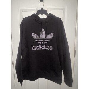 ADIDAS MENS LARGE HOODIE $70 Retail SUPER SOFT NWT BLACK/CAMO